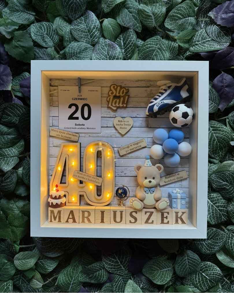 Ramka urodzinowa z życzeniami i zainteresowaniami