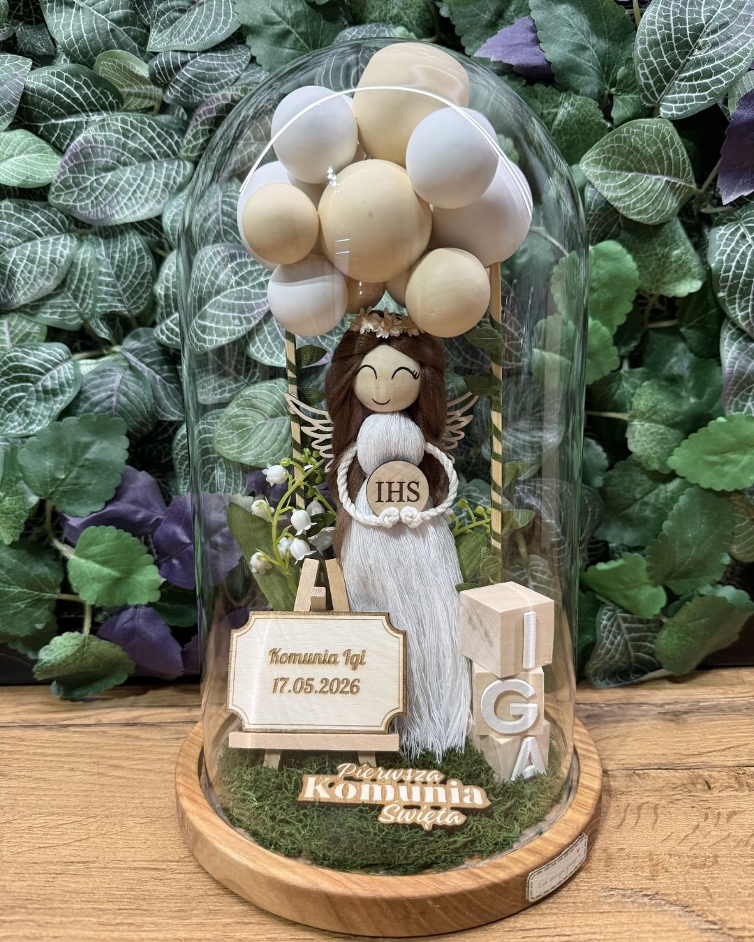 Pamiątka komunii z balonami